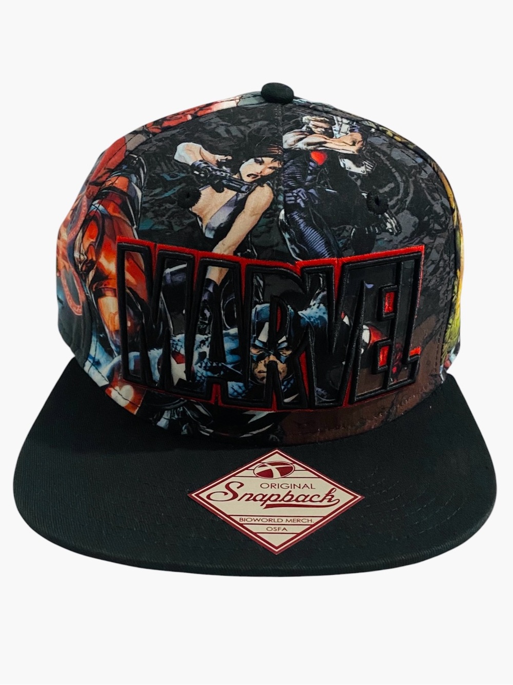 New Marvel Embroidered Logo Sublimation Print Snapback Hat Adult Cap Deadstock